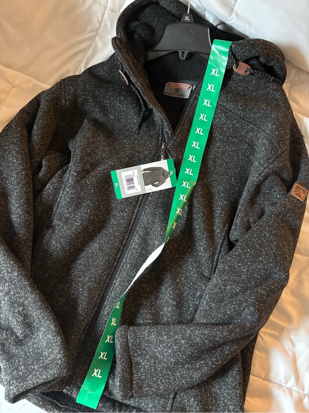 Men's Black Fleece Speckled Hooded Jacket - XL
